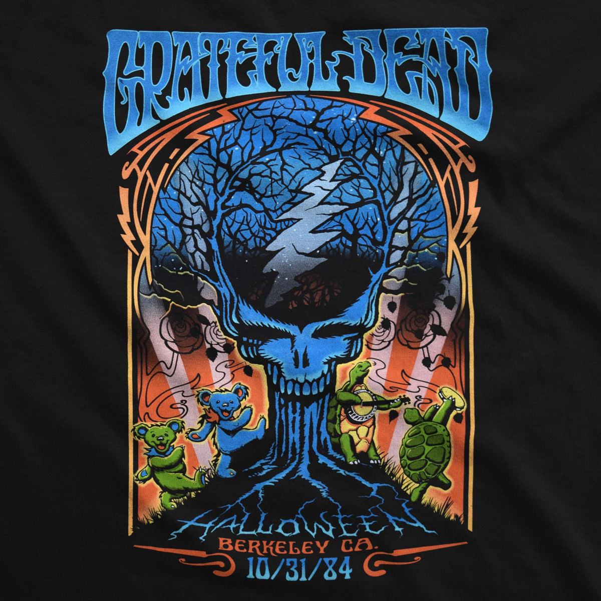 T-shirt Liquid Blue Grateful Dead Halloween Berkeley '84, manches courtes, noir, très grand (XL)