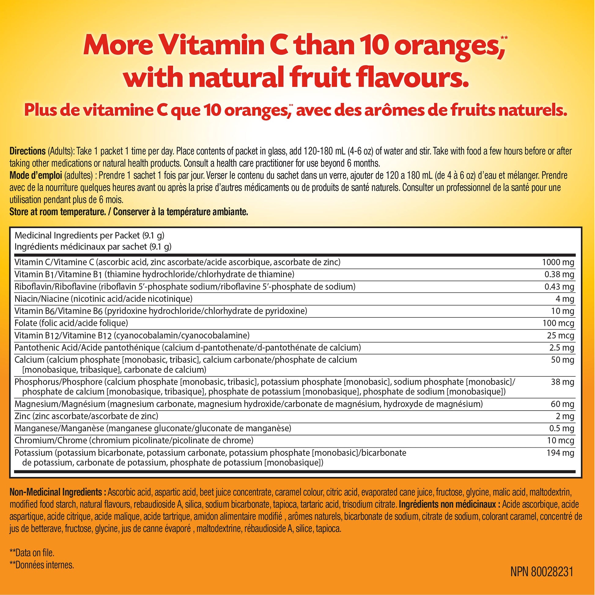 Emergen-C® Raspberry (30 Count), 1000mg Vitamin C / Electrolytes / B Vitamins Mineral Supplement - Available at All In One Marketplace Canada