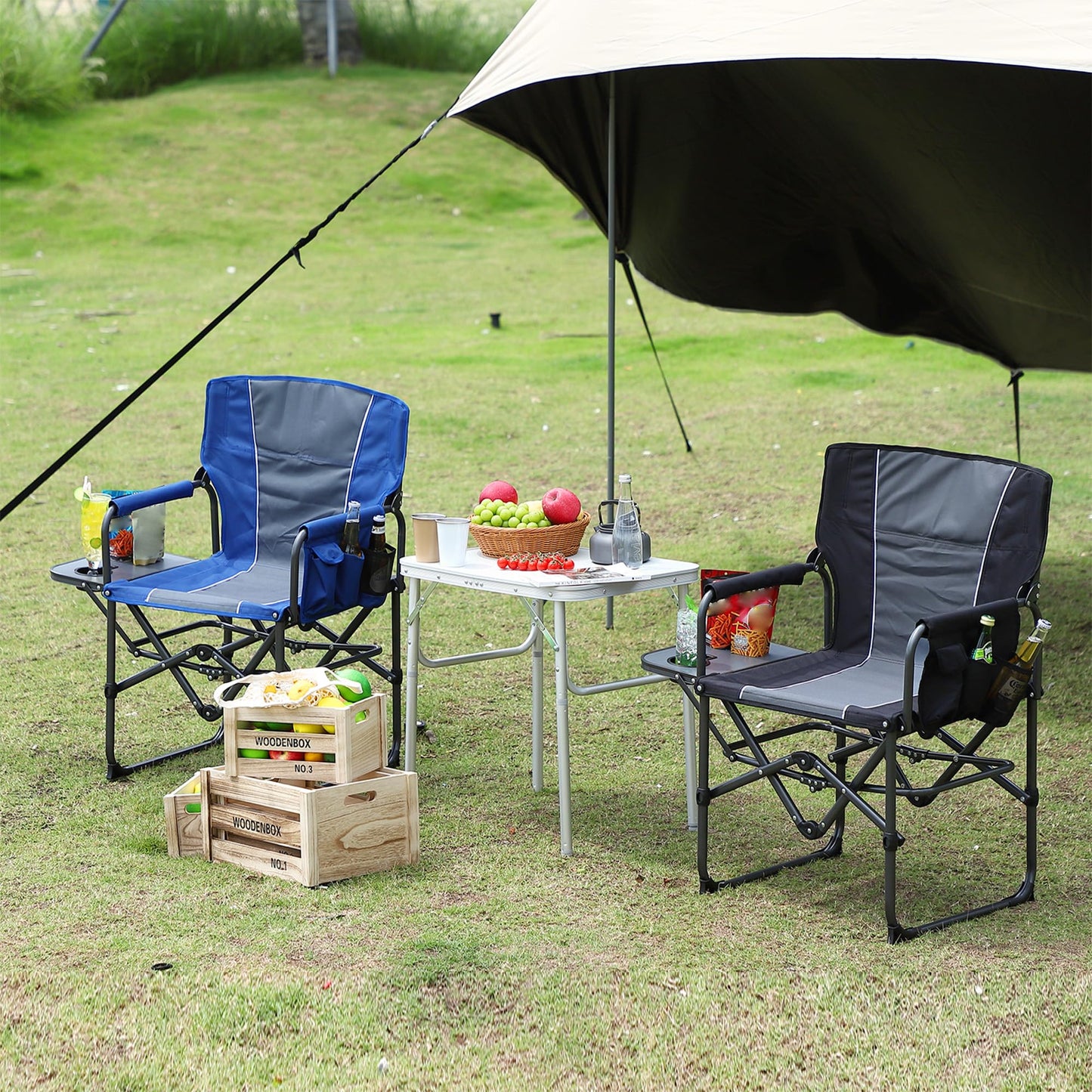 Oversized Heavy Duty Folding Camping Director Chair for Adults IDEALHOUSE