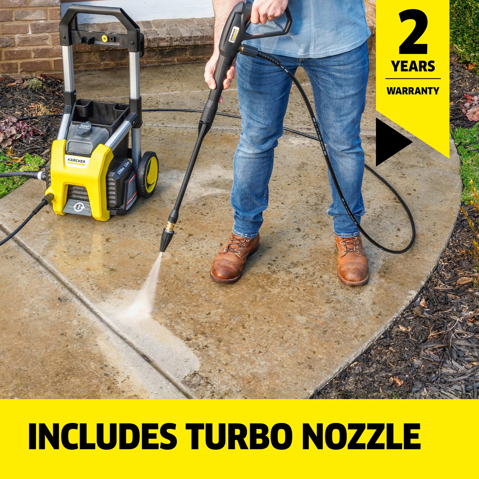 Kärcher K1700 Max 2125 PSI Electric Pressure Washer with 3 Spray Nozzles - Great for Cleaning Cars, Siding, Driveways, Fencing and More - 1.2 GPM KÄRCHER