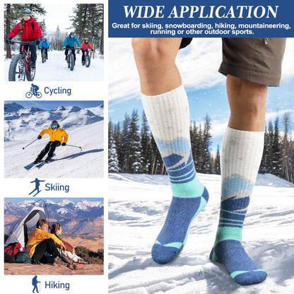 Merino Wool Ski Socks for Mens Womens Winter Thermal Warm Thick Snowboarding Skiing Knee High Socks for Cold Weather 3 Pairs Gifts Stocking Stuffers(Mixed Color,M) 🍁 All In One Marketplace Canada