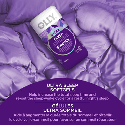 OLLY Ultra Strength Sleep Softgels, 10mg Melatonin, L-Theanine, Chamomile, Magnesium, Lemon Balm, Sleep Nighttime Sleep Aid 60 count - Available at All In One Marketplace Canada