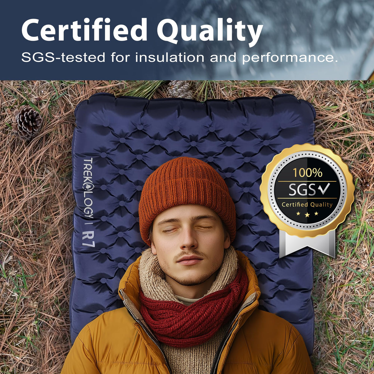 TREKOLOGY UL R7 Ultralight Sleeping Pad – R-Value 7.2, Insulated Camping Mattress for 4-Season Comfort, Inflatable Sleep Mat for Backpacking, Hiking, Winter Camping, Compact & Lightweight (Blue) 🍁 All In One Marketplace Canada