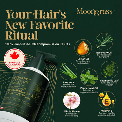 Moongrass Rosemary Shampoo with Castor Oil, Plant-Based, Designed in Canada 🍁 All In One Marketplace Canada