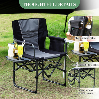 Oversized Heavy Duty Folding Camping Director Chair for Adults IDEALHOUSE