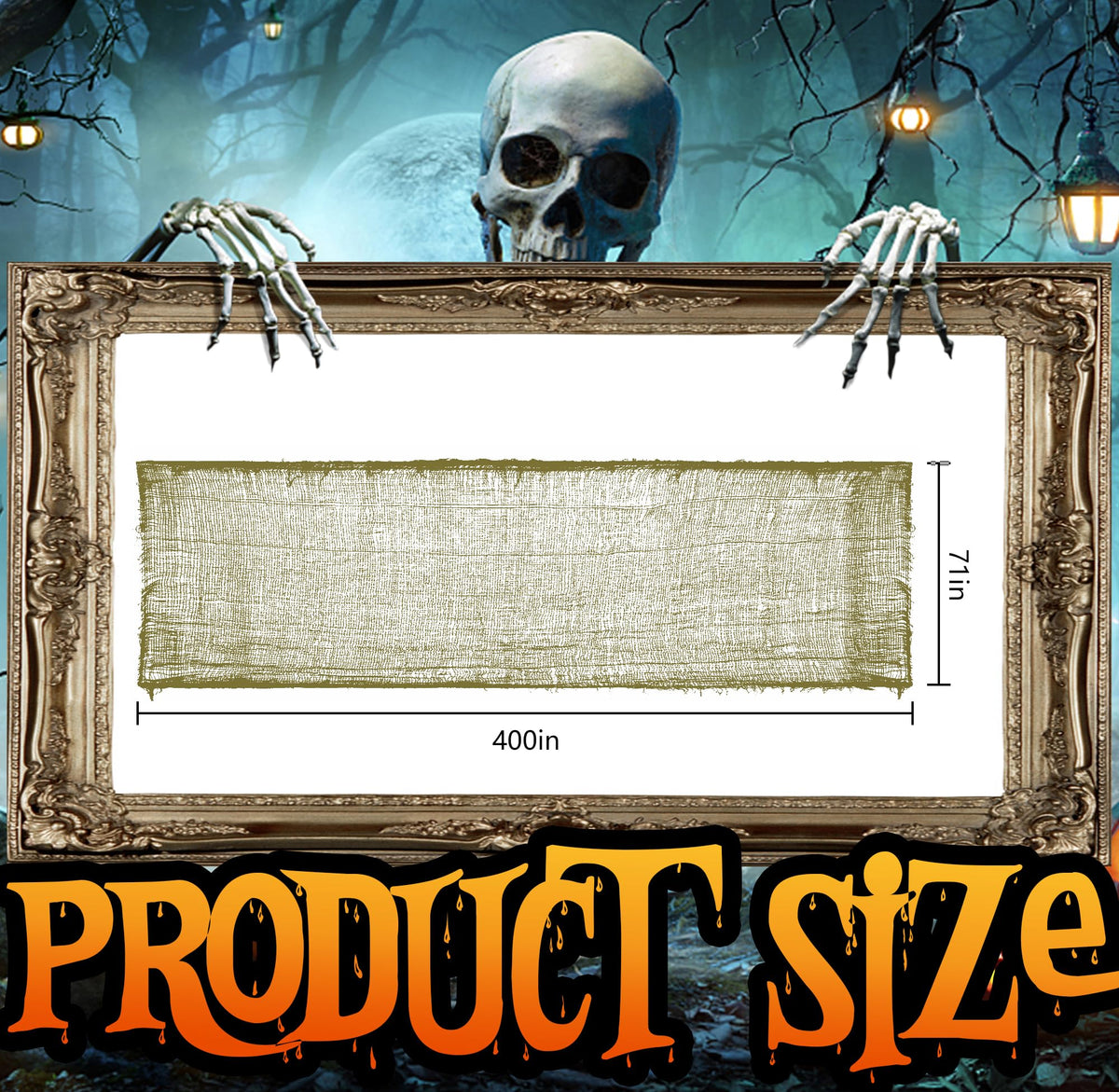 RunNico 400" x 71" Halloween Creepy Cloth - Spooky Gauze Fabric - Green - Halloween Pattern - Stretchable - Polyester - Hand Wash Only - Outdoor-Holiday Decorations 🍁 All In One Marketplace Canada