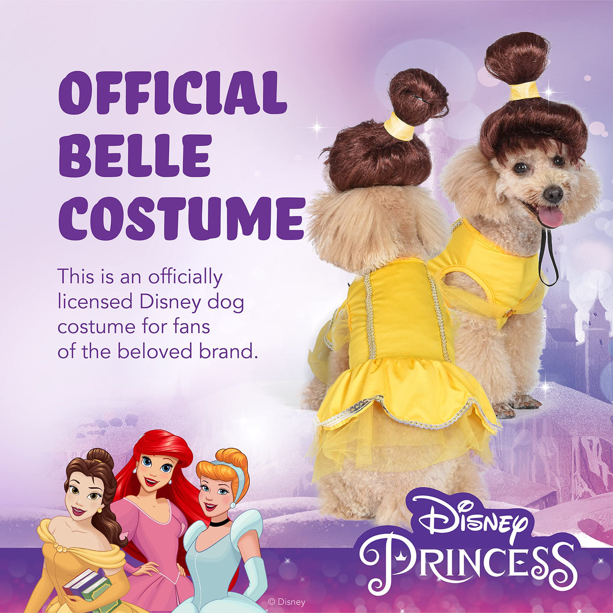 Costume d'Halloween Disney Princess Belle pour animaux Disney for Pets - Très très grand | Costumes d'Halloween Disney Princess pour chiens, costume d'Halloween pour chien sous licence officielle Disney, jaune (FF22919)
