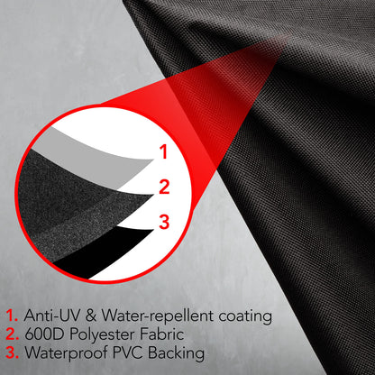 GrillTough Heavy Duty BBQ Grill Cover for Outdoor Grill, 58 Inch – Waterproof, Weather Resistant, UV & Fade Resistant with Fastening Straps – Gas Grill Cover for Weber, Genesis, Charbroil, etc. Black