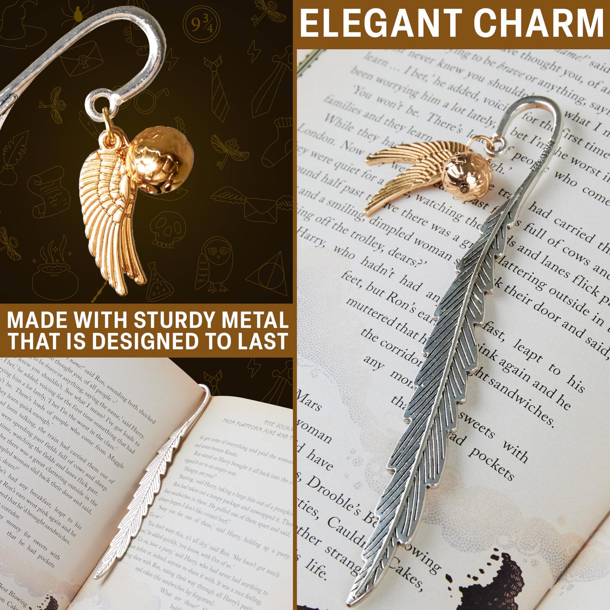 Harry Potter Metal Bookmark with Hanging Charm Golden Snitch Hogwarts Reading Gifts Christmas Stocking Stuffers Book Lovers Gift Box 🍁 All In One Marketplace Canada