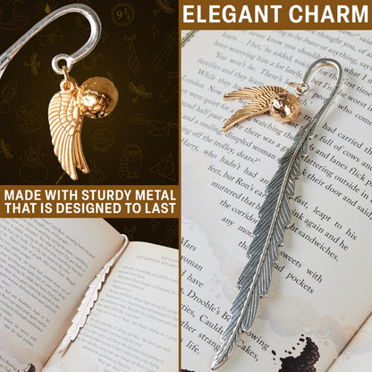 Harry Potter Metal Bookmark with Hanging Charm Golden Snitch Hogwarts Reading Gifts Christmas Stocking Stuffers Book Lovers Gift Box 🍁 All In One Marketplace Canada