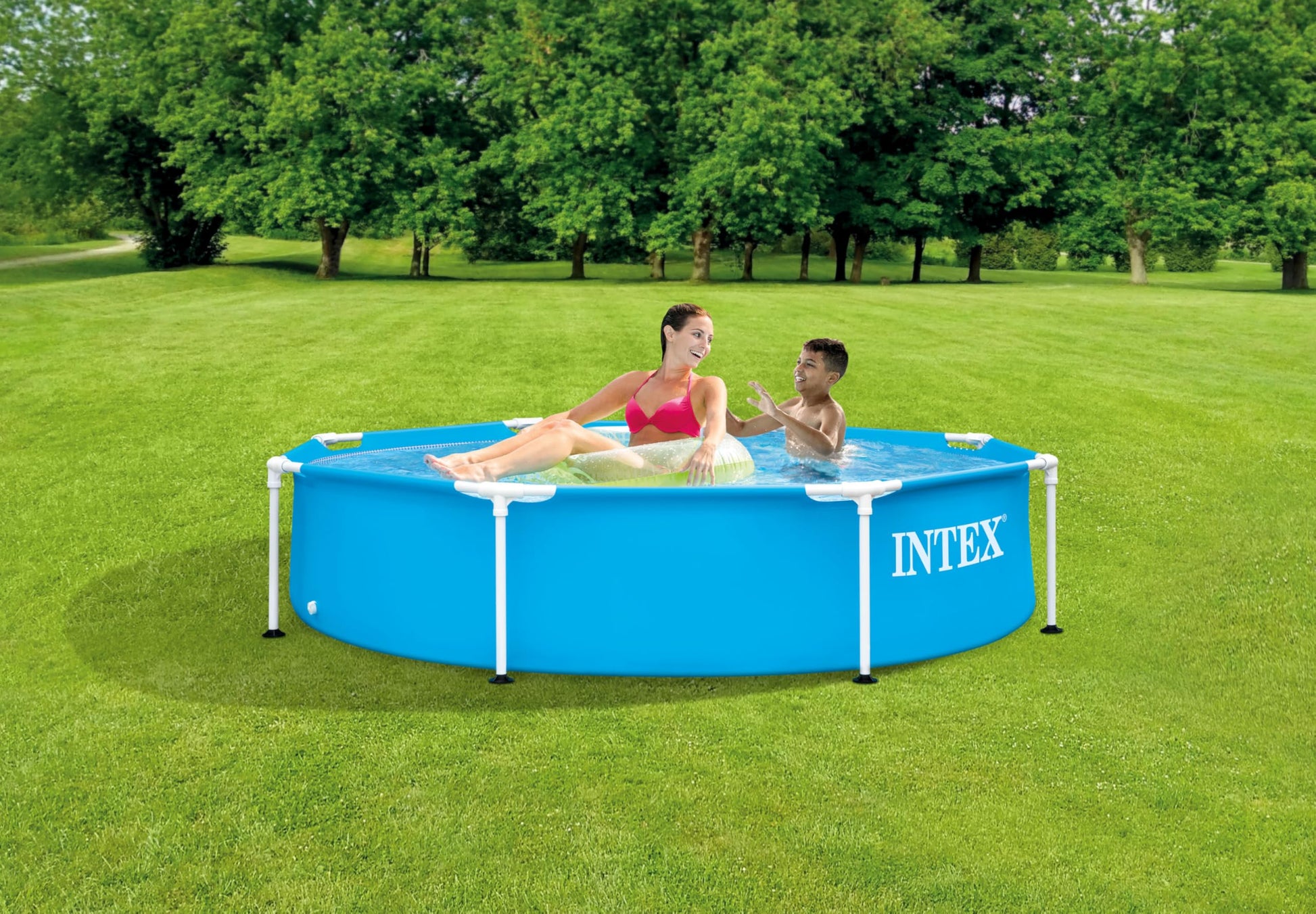 INTEX 28205EH Metal Frame Above Ground Swimming Pool: 8ft x 20in – Puncture-Resistant Material – Easy Assemble – Rust Resistant – 483 Gallon Capacity Intex