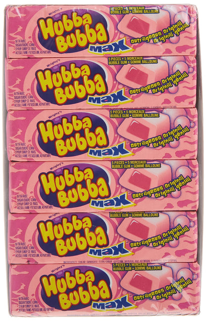 Hubba Bubba Outrageous Original Bubble Gum – 18 Packs of 5 Pieces