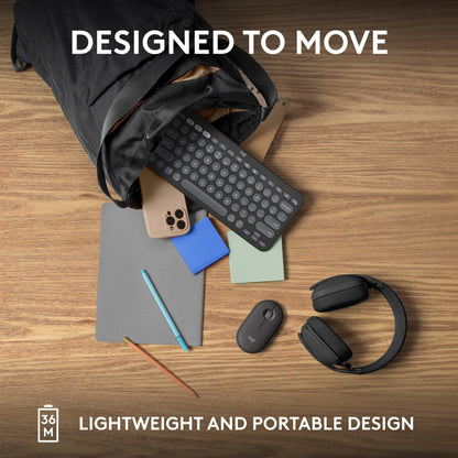 Logitech Pebble Keys 2 K380s Wireless Bluetooth Keyboard - Tonal Graphite