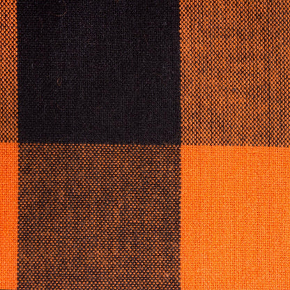 Nappe de table DII 100 % coton, lavable en machine, pour dîner, Halloween, ronde de 178 cm, motif à carreaux vichy orange et noir, pour 4 personnes