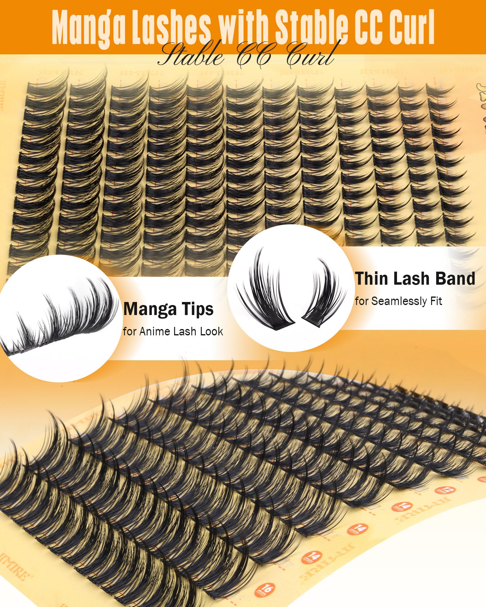 JIMIRE Natural Lash Clusters Extensions 180Pcs Anime Eyelash Extensions D Curl Wispy Manga Eyelash Clusters 8-16MM Cluster Eyelash Extensions Individual Lashes Pack - Available at All In One Marketplace Canada
