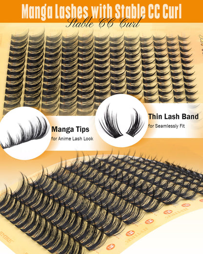 JIMIRE Natural Lash Clusters Extensions 180Pcs Anime Eyelash Extensions D Curl Wispy Manga Eyelash Clusters 8-16MM Cluster Eyelash Extensions Individual Lashes Pack - Available at All In One Marketplace Canada