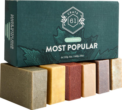 Crate 61, Vegan Natural Bar Soap, Handmade Soap With Premium Essential Oils, Cold Pressed Face And Body Bar Soap For Men And Women 6 Pack (Most Popular) - Available at All In One Marketplace Canada