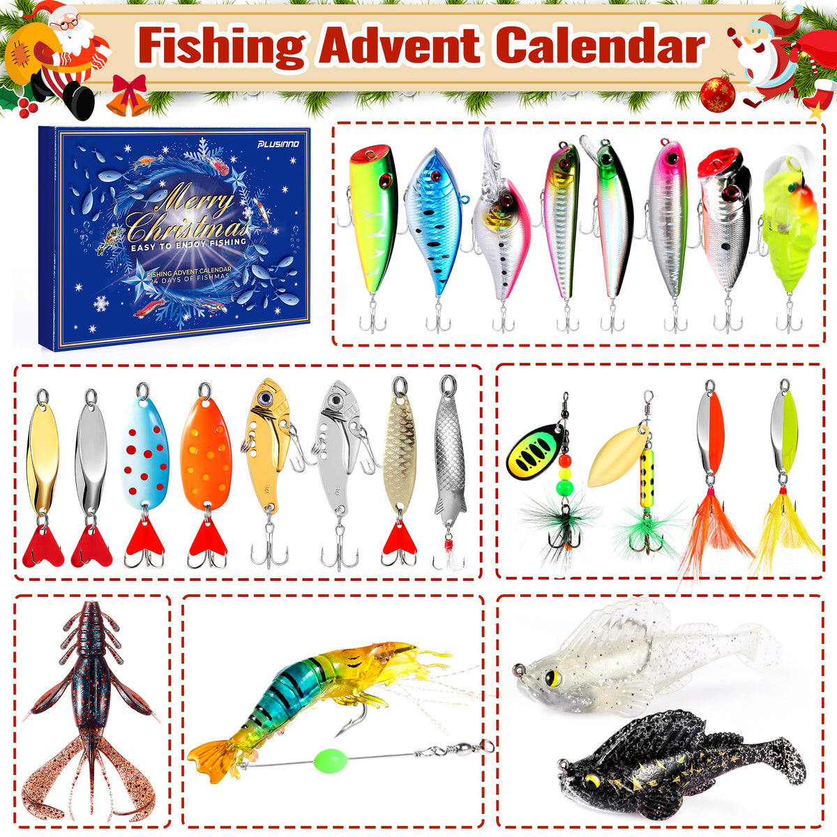PLUSINNO Fishing Advent Calendar 2026 Adult,24 Day Fishing Lures Gift 🍁 All In One Marketplace Canada