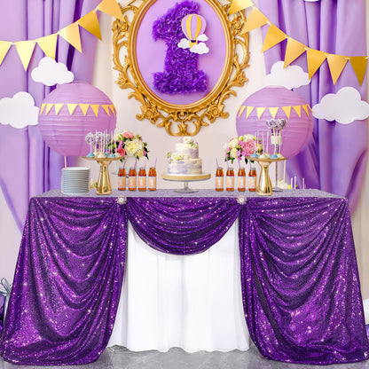 Nappe à sequins violets, nappe sirène scintillante, chemin de table à paillettes pour Halloween, décorations pour fête prénuptiale, nappes rectangulaires de Noël 127 x 203 cm
