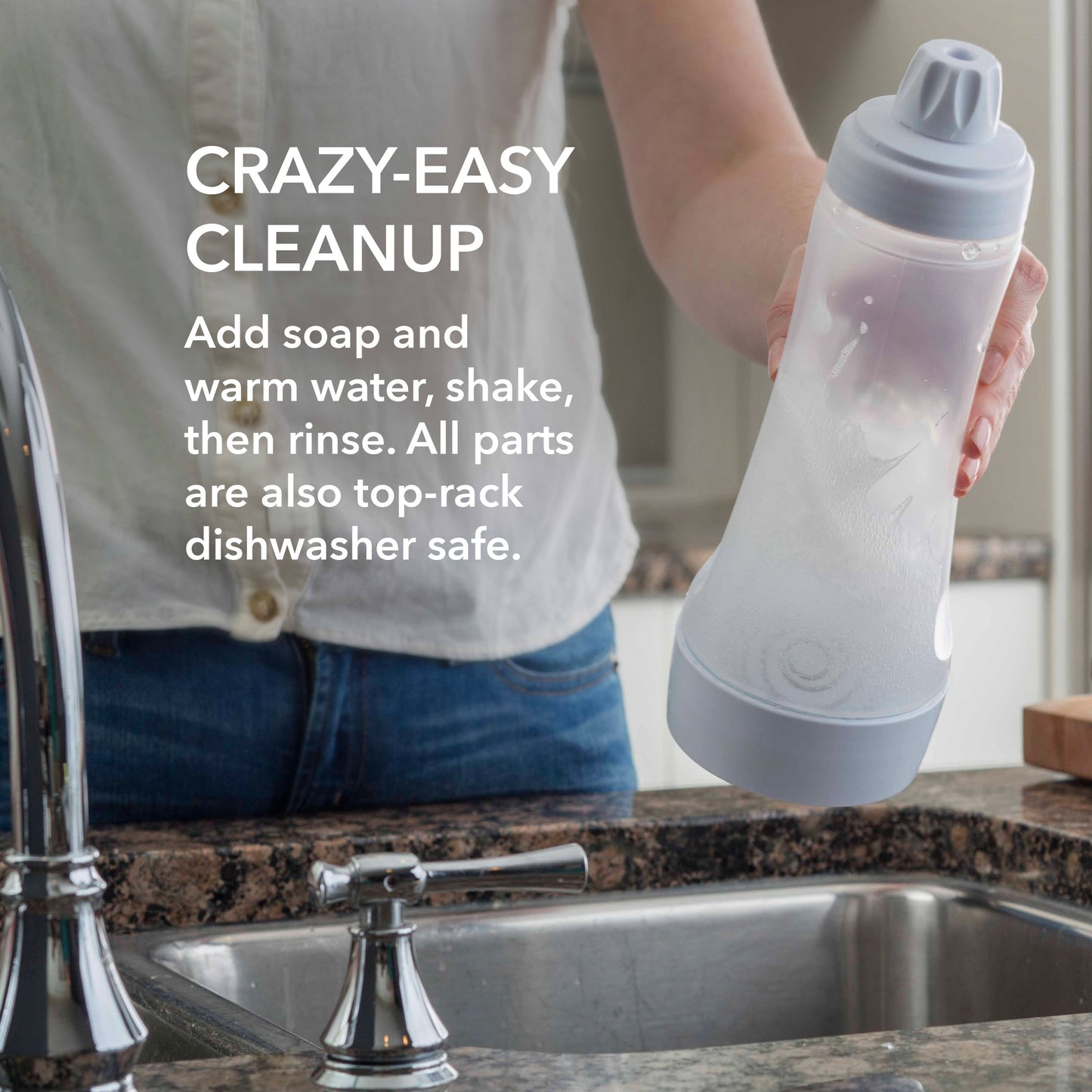 Whiskware Pancake Bottle, Batter Dispenser and Mixer with BlenderBall Wire Whisk, Durable, No-Mess, BPA Free, Dishwasher Safe, Mint Whiskware