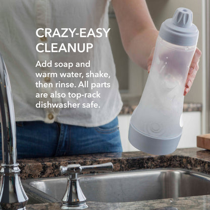 Whiskware Pancake Bottle, Batter Dispenser and Mixer with BlenderBall Wire Whisk, Durable, No-Mess, BPA Free, Dishwasher Safe, Mint Whiskware