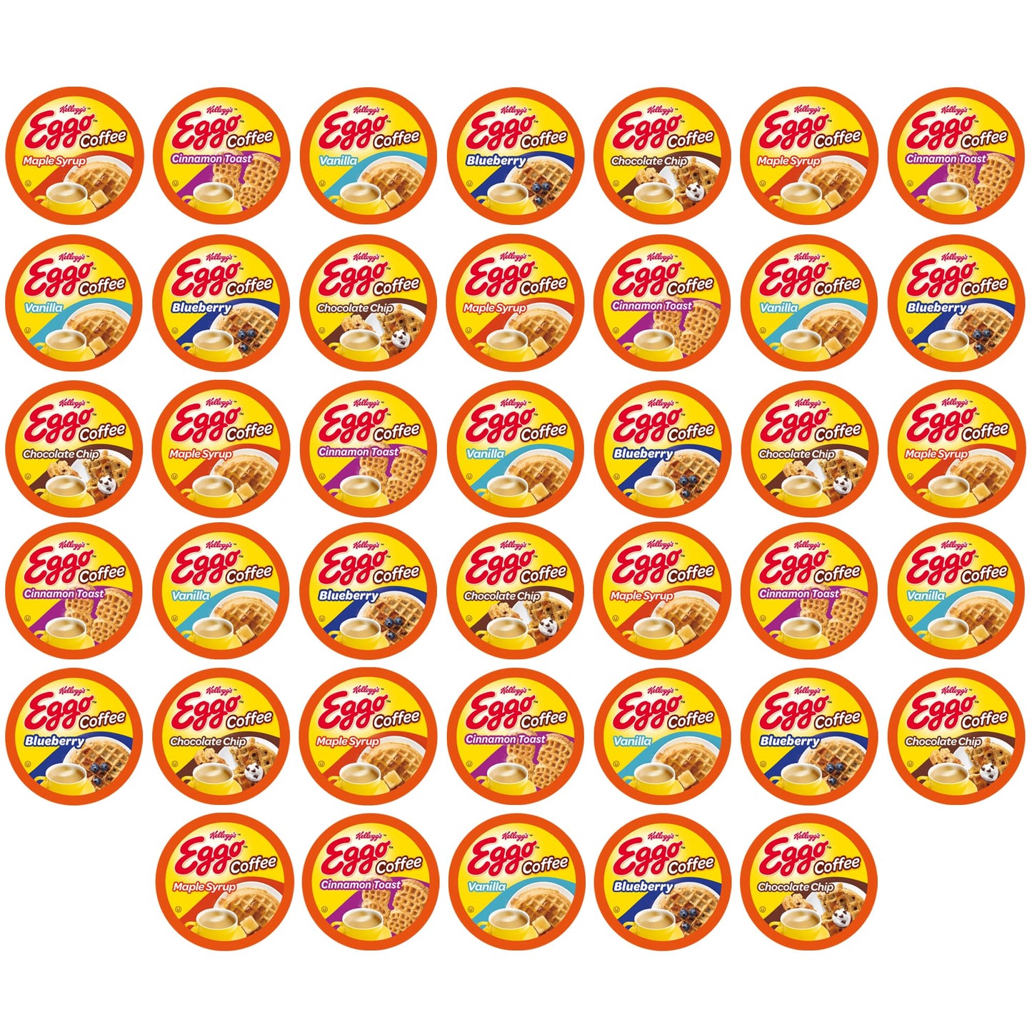 Eggo Waffle Flavored Coffee Pods Variety Pack - 40 Single-Serve K-Cup Compatible Pods (Chocolate Chip & Blueberry)