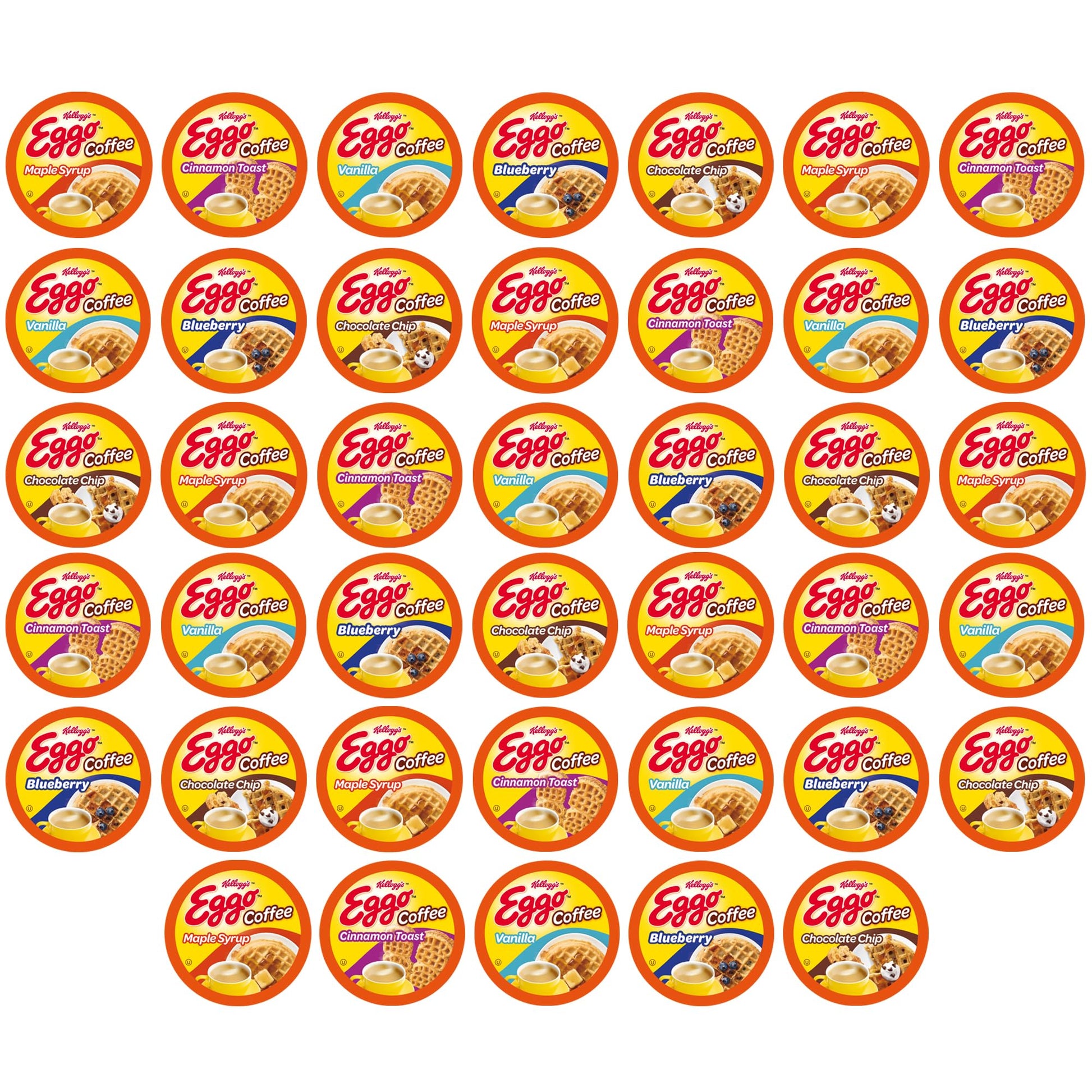Eggo Waffle Flavored Coffee Pods Variety Pack - 40 Single-Serve K-Cup Compatible Pods (Chocolate Chip & Blueberry)