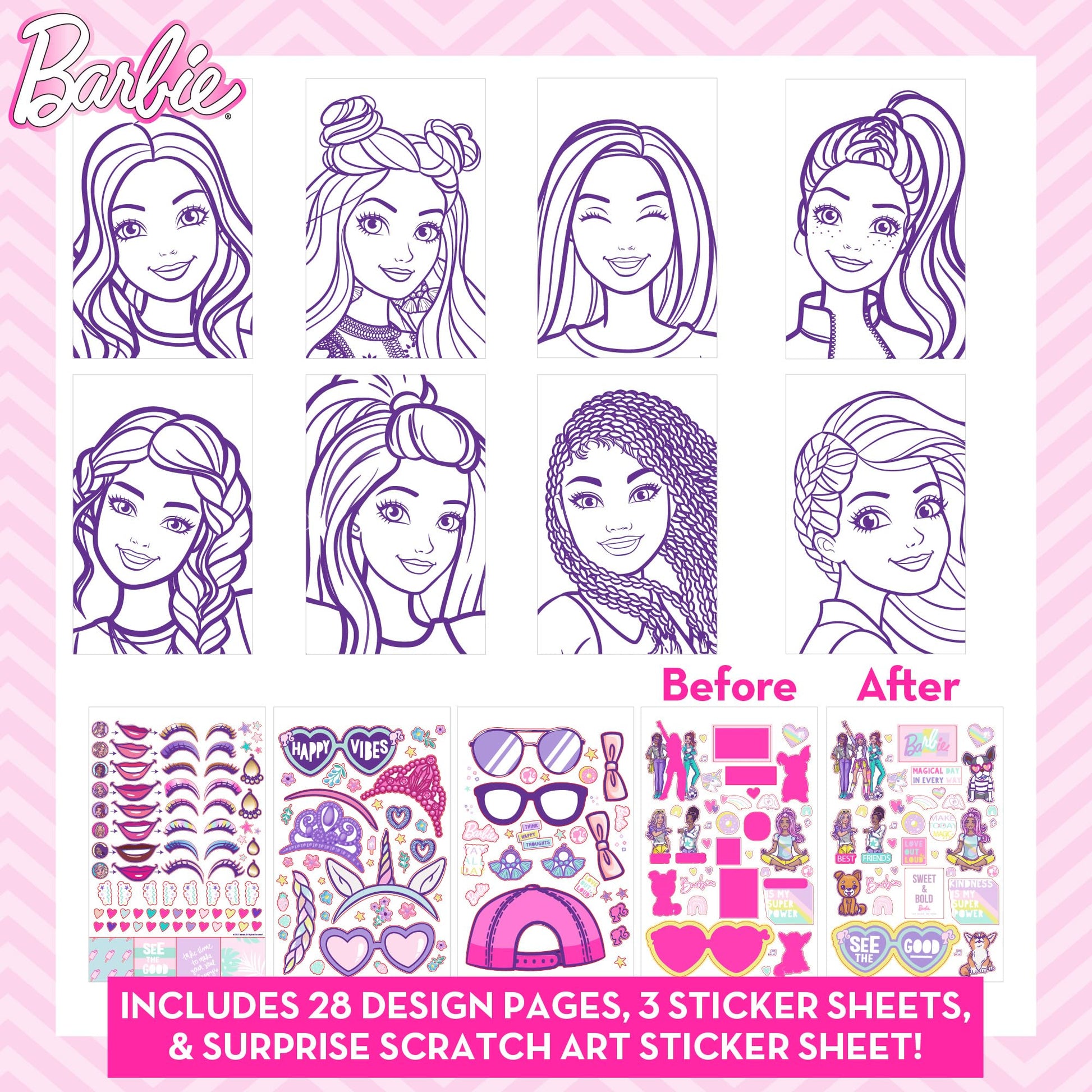 Barbie Makeup Artist Magazine, Create Your Own Hair & Makeup Looks Using Stencils, Stickers, Crayons, Pretend Makeup, Barbie Toys, Barbie Craft Kits, Drawing Kit, 6 Year Old Girl Birthday Gift Horizon Group USA