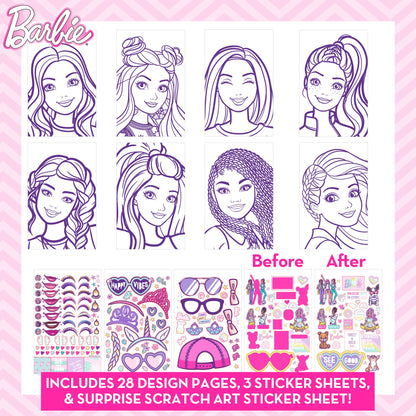 Barbie Makeup Artist Magazine, Create Your Own Hair & Makeup Looks Using Stencils, Stickers, Crayons, Pretend Makeup, Barbie Toys, Barbie Craft Kits, Drawing Kit, 6 Year Old Girl Birthday Gift Horizon Group USA