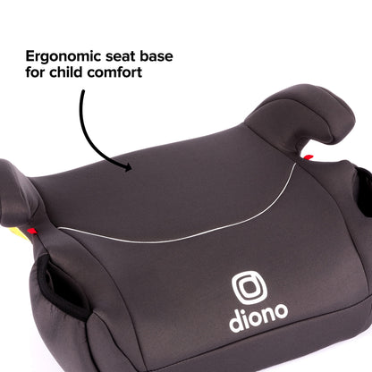 Diono Solana 2022, No Latch, Single Backless Booster Car Seat, Lightweight, Machine Washable Covers, Cup Holders, Black