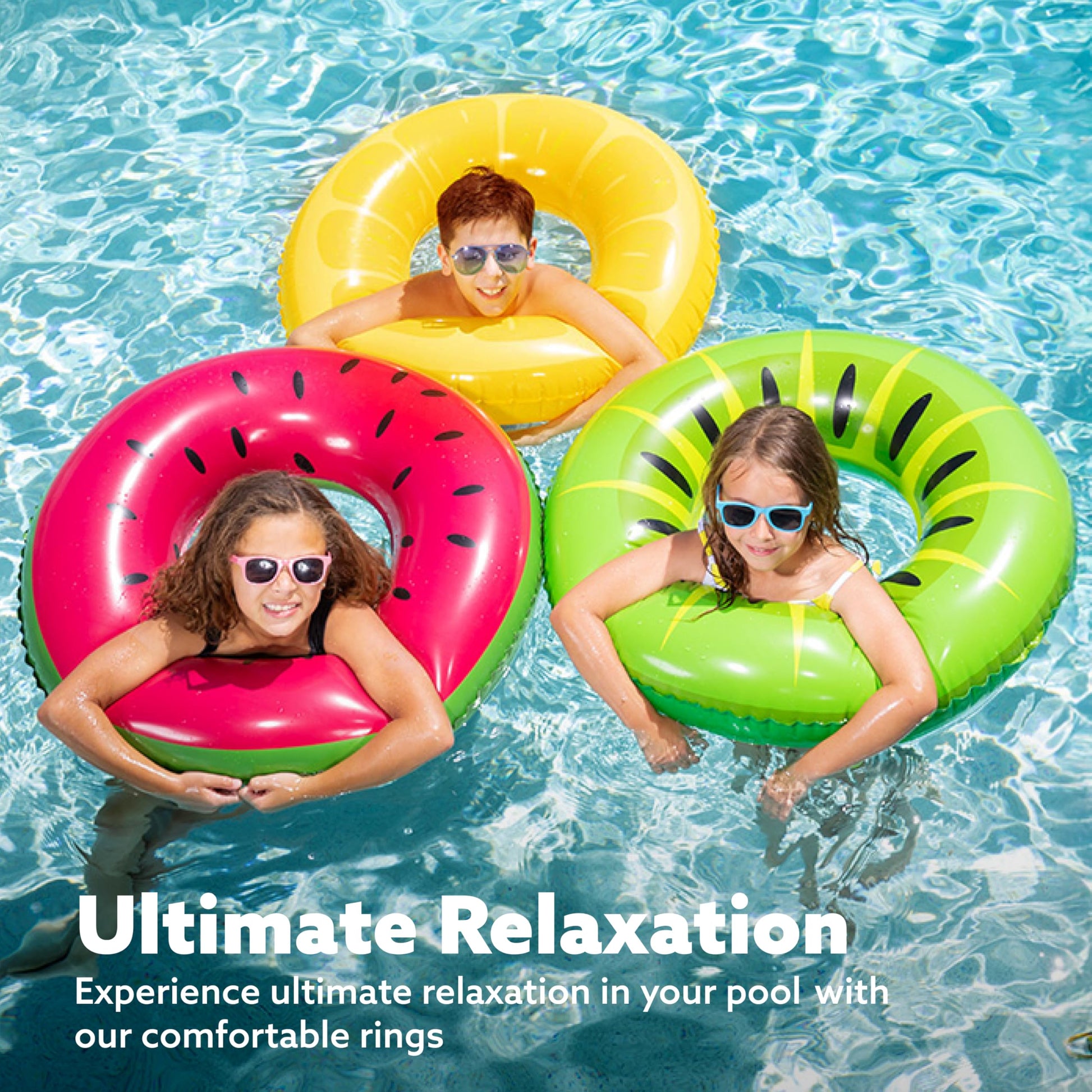 JOYIN 3 Pack Inflatable Pool Floats for Kids Adults, Fruits Swim Tube Pool Rings Swimming Rings Floaties for Swimming Pool Party Decorations