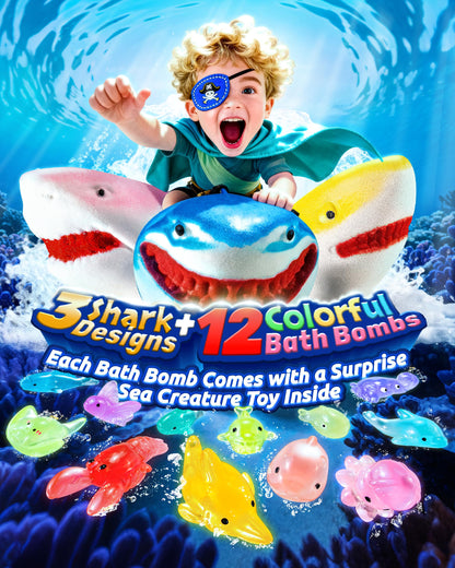 12 Pack Shark Bath Bombs for Kids with Glow-in-The-Dark Ocean Toys Inside 🍁 All In One Marketplace Canada