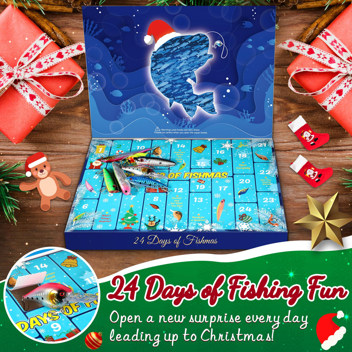 PLUSINNO Fishing Advent Calendar 2026 Adult,24 Day Fishing Lures Gift 🍁 All In One Marketplace Canada