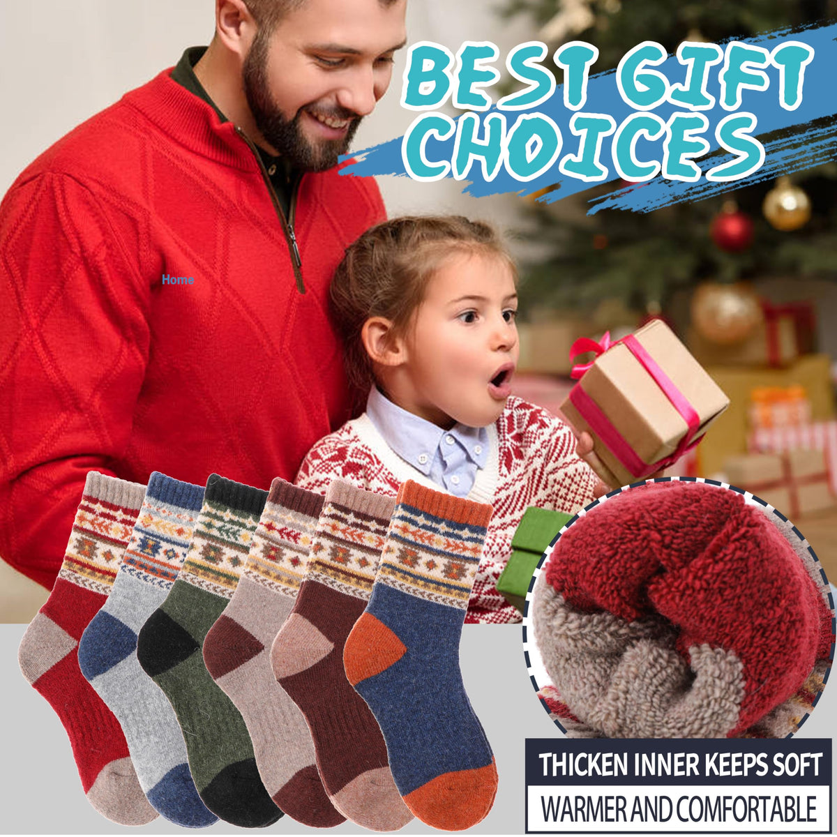 Kids Merino Wool Hiking Socks Boys Toddlers Thermal Winter Thick Warm Crew Cushion Socks Gift Stocking Stuffers for Kids 6 Pairs 4 5 6 7 8 9 10 11 12 Years(Vintage,1-3 Y) 🍁 All In One Marketplace Canada