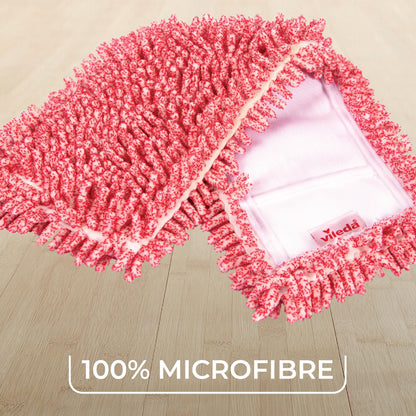 Vileda Pet Pro Microfiber Hair & Dust Mop | Flat dust mop | Three times more pet hair removal | Extra large trapezoid mop head | 100% Microfiber | Multi surface dry usage | Reusable & machine washable Vileda