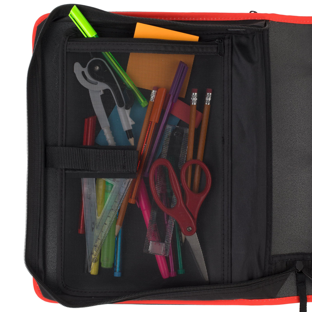 Five Star 2" Durable Zipper Binder, Includes 6 Pocket Expanding File, Red (72538)