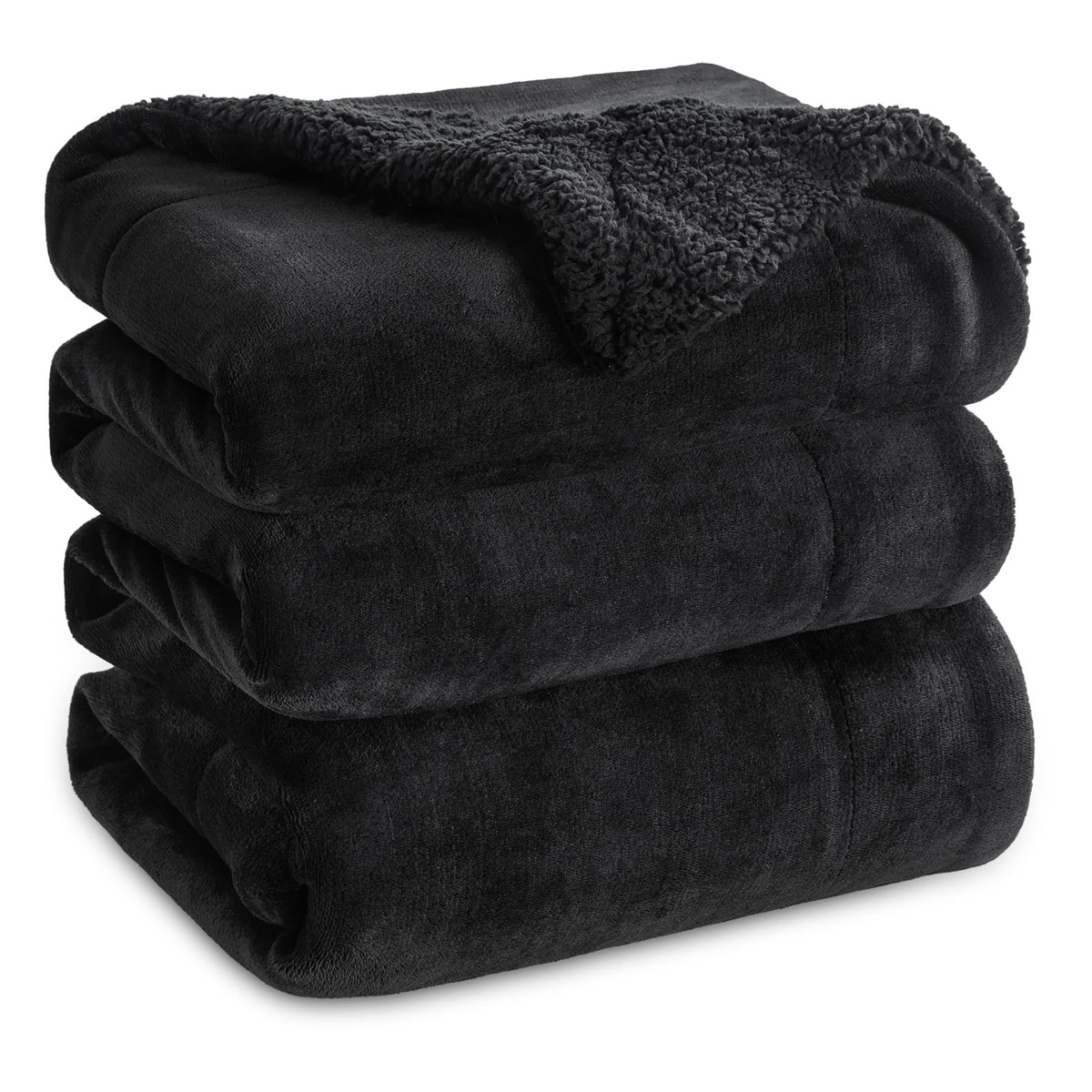 Bedsure Reversible Queen Sherpa Blanket for Bed, Black, 90x90 Inch 🍁 All In One Marketplace Canada