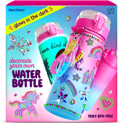 Decorate Your Own Glow-in-the-dark Water Bottle Kit for Girls - 6 7 8 Year Old Girl Birthday Gift Ideas - Gifts for Girls Ages 6-7 6-8 - Arts and Crafts for Kids Age 6-8 - Unicorn Mermaid Toys - Available at All In One Marketplace Canada
