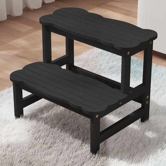 COSYLAND Bamboo Step Stool, Two Step Stools Toddler 300 lbs Capacity with Safety Non-Slip Pads, Bamboo Step Stool for Bathroom, Kitchen Dual Height Step Stools for Kids (Black) 🍁 All In One Marketplace Canada COSYLAND