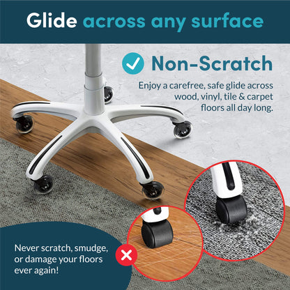 Lifelong Office Chair Wheels Replacement Rubber Chair Casters for Hardwood Floors and Carpet, Set of 5, Heavy Duty Casters for Chairs to Replace Office Chair Mats - Fits 98% - Available at All In One Marketplace Canada