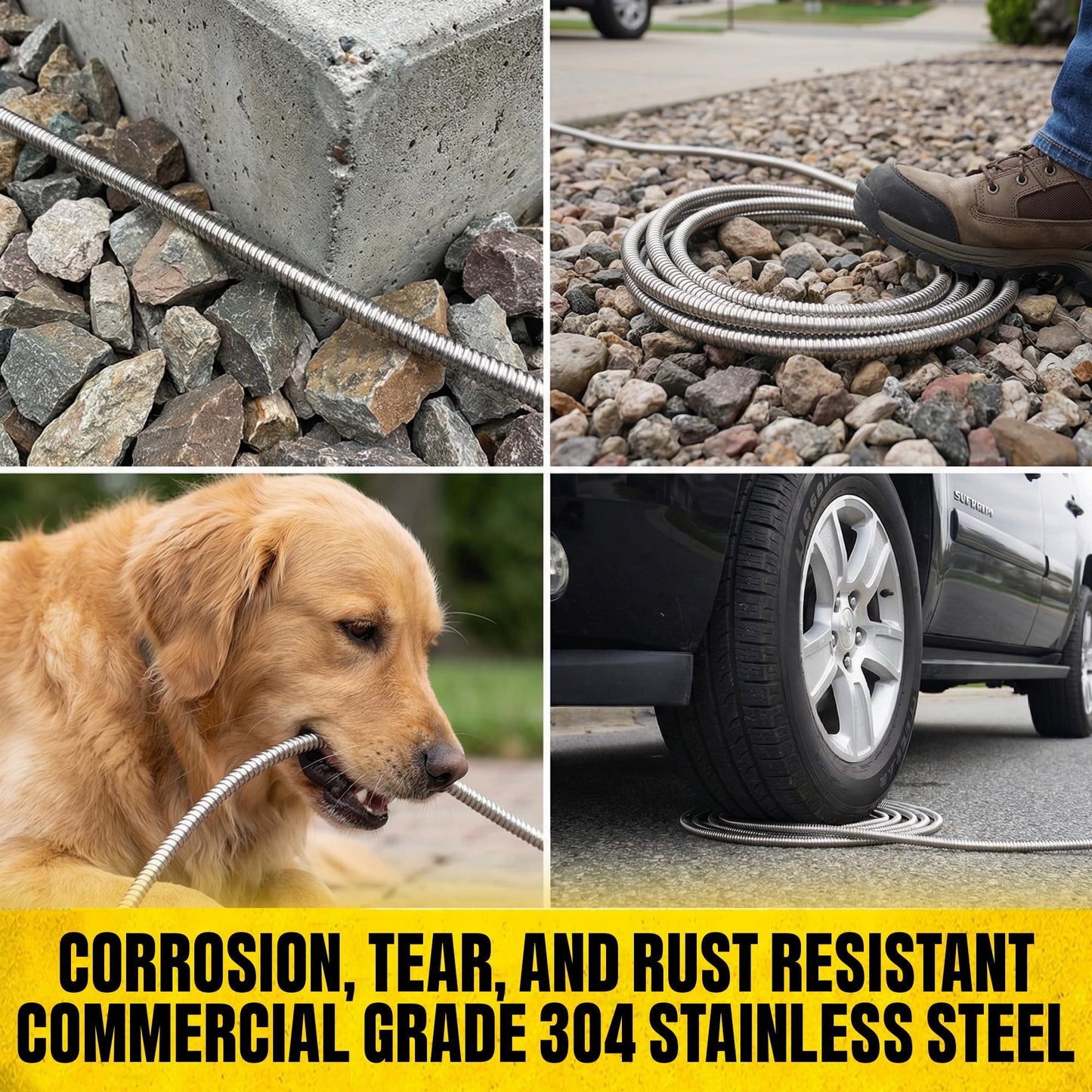 Bionic Steel Metal Garden Hose 100ft, Rust Proof 304 Stainless Steel Water Hose with Aluminum Fittings, Flexible & Heavy Duty Hose, Lightweight, Kink Free & Easy Coil Outdoor Hose - 2026 Model