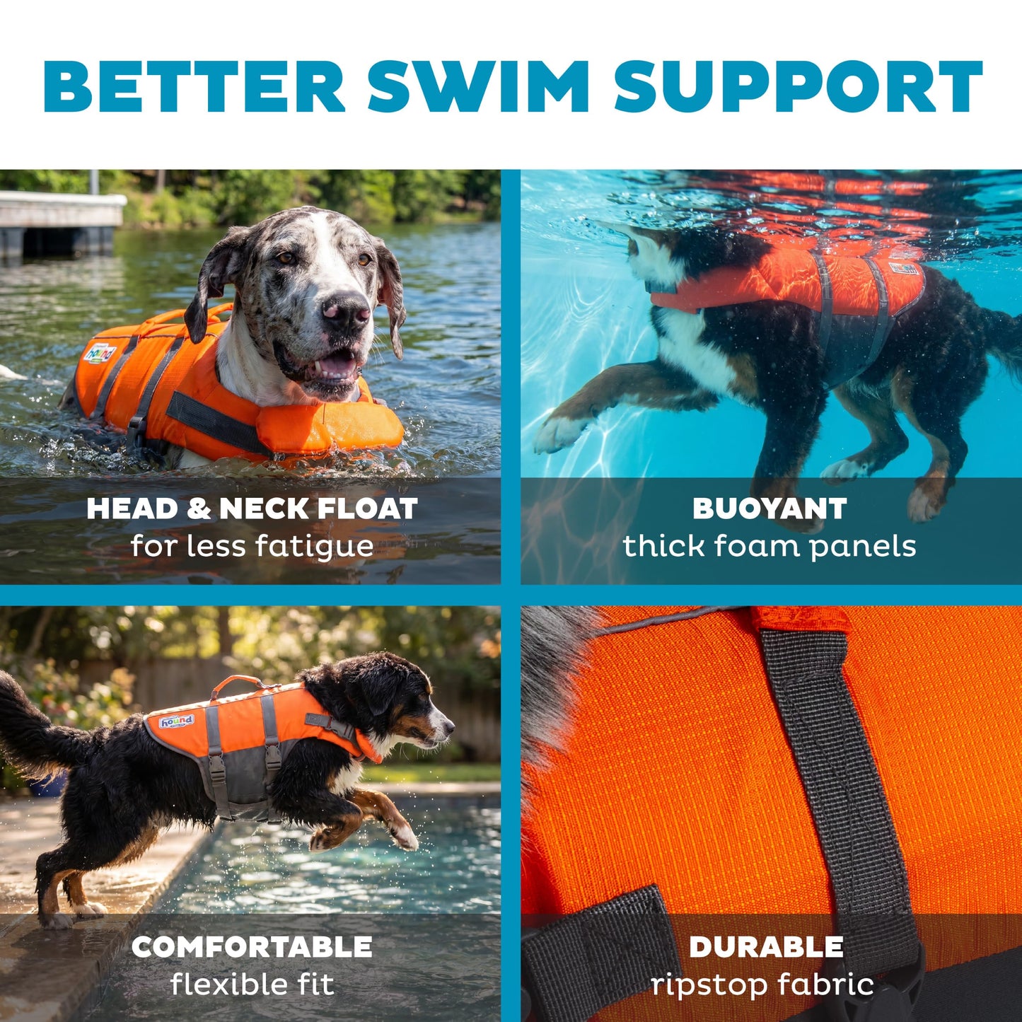 Outward Hound Granby Splash Dog Life Jacket with Handle, Reflective Floating Vest for Swimming & Boating, Maximum Buoyancy, All Skill Levels, Extra-Large Dogs (33–44" Girth), Orange, X-Large 🍁 All In One Marketplace Canada