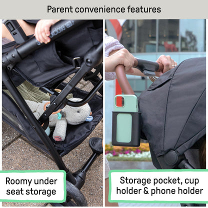 Ingenuity 3Dquickclose CS+ Compact Fold Stroller – Lightweight Stroller with Oversized Canopy, Extra-Large Storage and Compact Fold