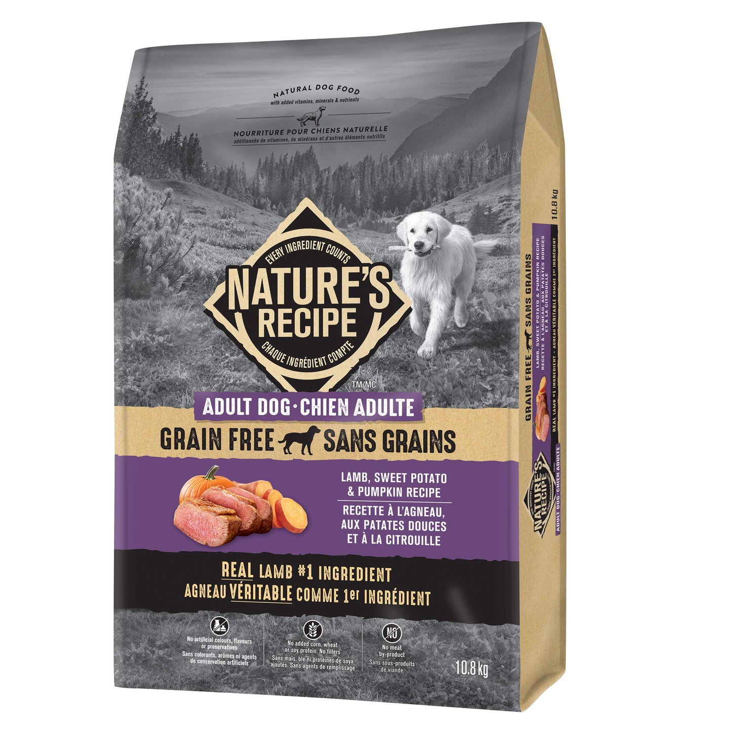 Nature's Recipe Adult Grain Free Natural Dry Dog Food Lamb, Sweet Potato & Pumpkin Recipe 10.8 kg (Pack of 1) 🍁 All In One Marketplace Canada