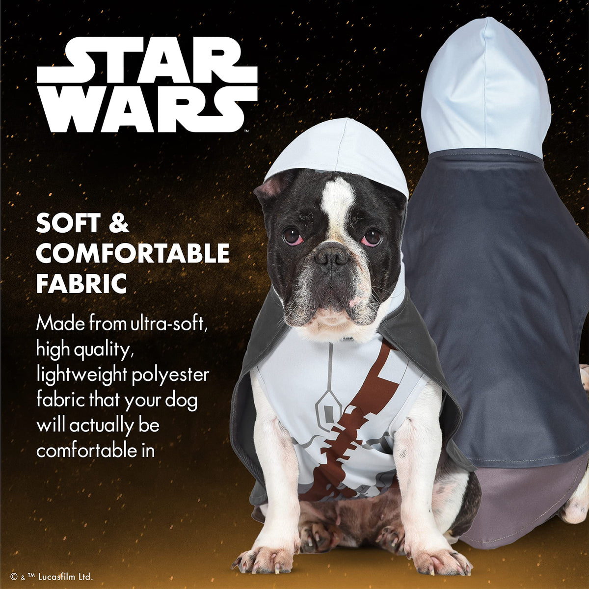 Costume de Mandalorien pour chien pour Halloween Star Wars - Costume d'Halloween sous licence officielle pour chiens, taille très grand