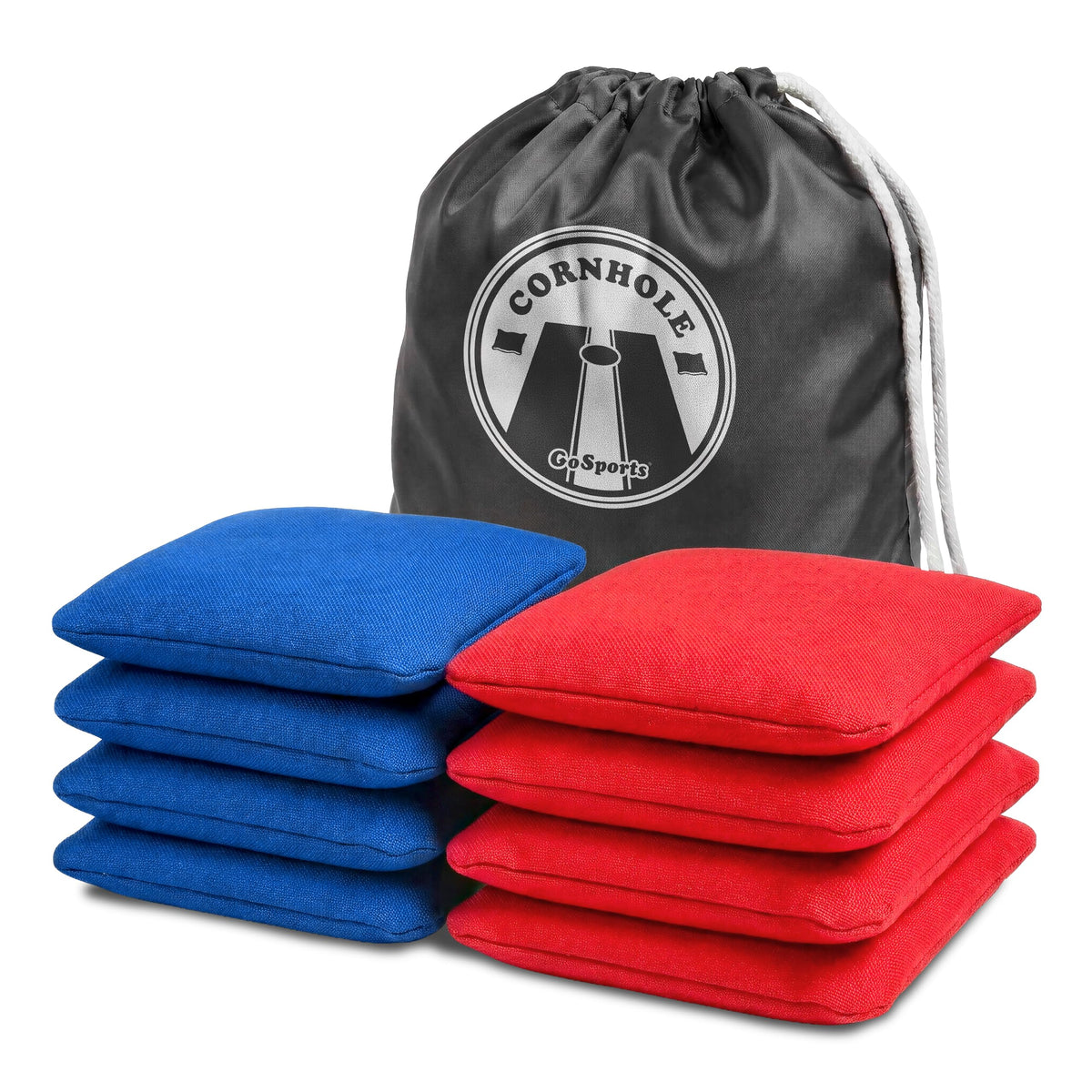 GoSports Official Regulation Cornhole Bean Bags Set of 8 - All Weather - Classic Red and Blue