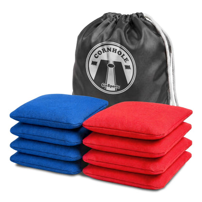 GoSports Official Regulation Cornhole Bean Bags Set of 8 - All Weather - Classic Red and Blue
