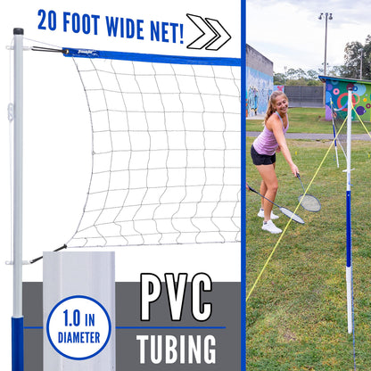 Franklin Sports Badminton Set - Portable Badminton Set - Adult and Kids Badminton Net - Perfect Backyard/Lawn Game - Includes 4 Badminton Racquets - Recreational Franklin Sports