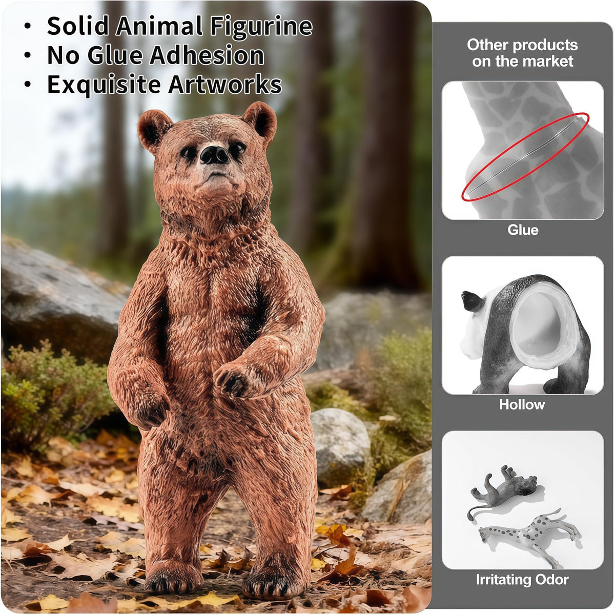 12PCS Large North American Animal Figurines, Realistic Safari Woodland Jungle Animals Figures Toys Includes Crocodile,Wolf,Bear,Deer Cake Toppers Birthday Gift Party Favors Toys for Toddlers 🍁 All In One Marketplace Canada