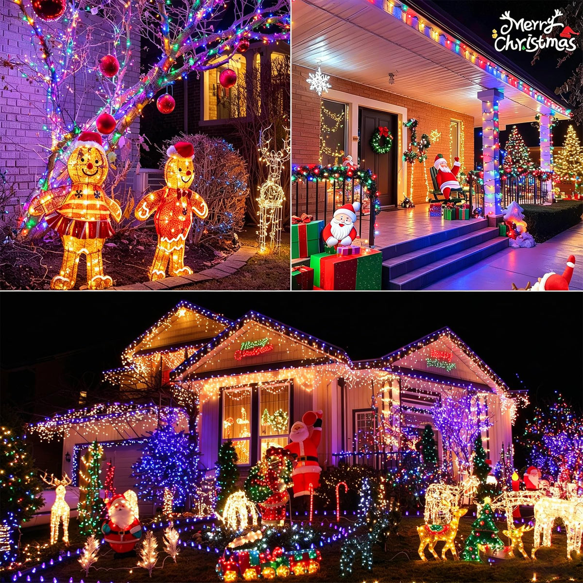 Mewuvn 2Pack 80FT 200 LED Battery Operated Christmas String Lights Outdoor/Indoor, Timer & 8 Modes with Green Wire Christmas Tree Lights, Waterproof Fairy Lights for Xmas Tree Garden(Multicolor) 🍁 All In One Marketplace Canada